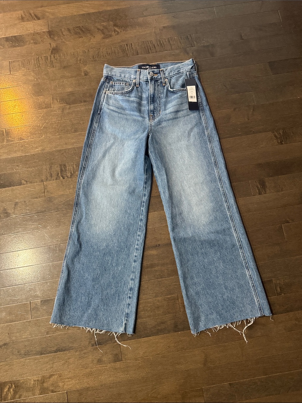 Veronica Beard Taylor Cropped High Rise Wide Jeans